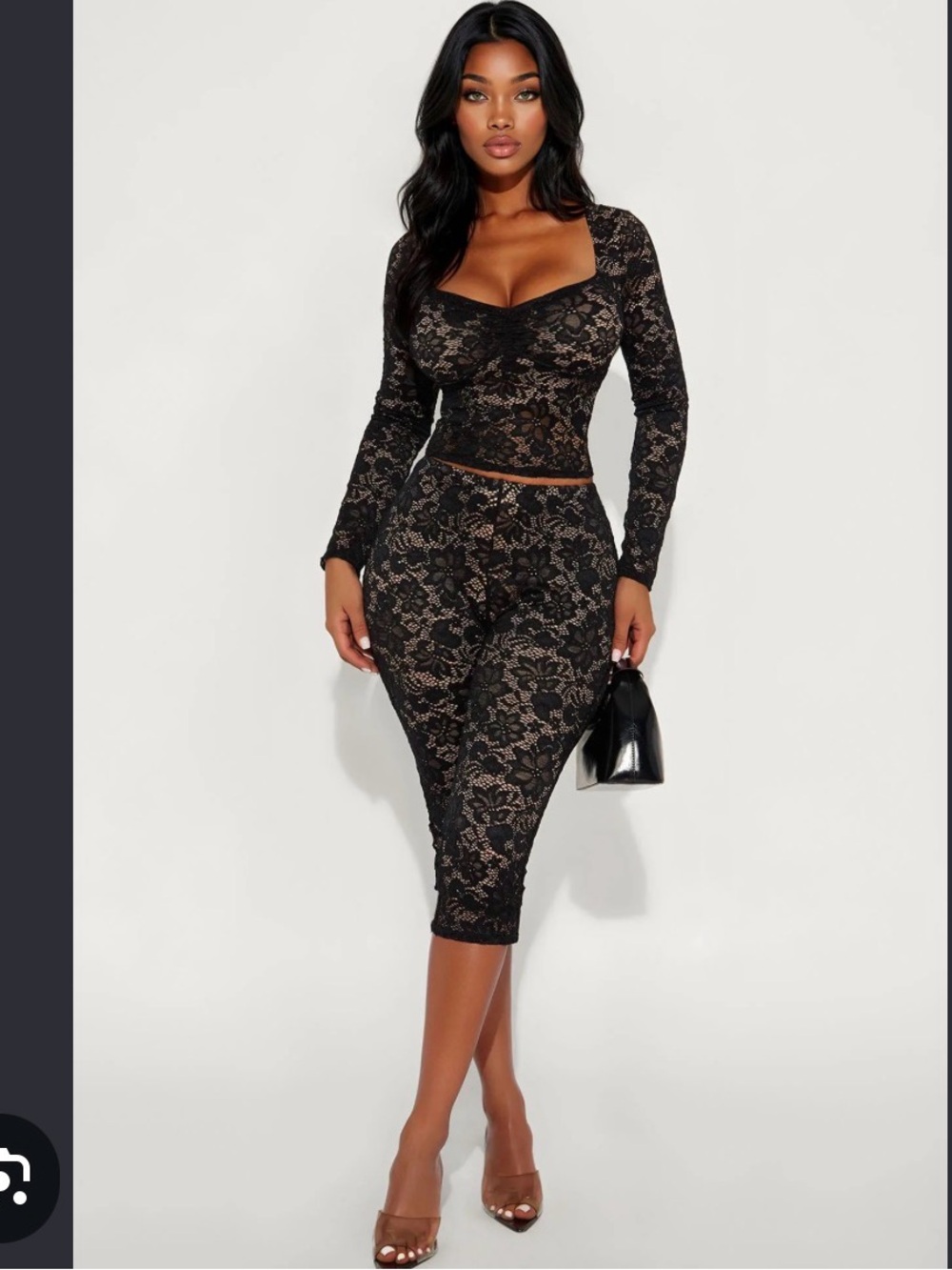 Fashion Nova Black Lace Capri Set